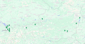 Österreich Karte mit 23 markierten Gemeinden