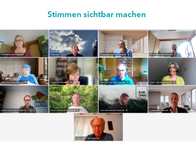 einzelne Menschen in einem online Meeting